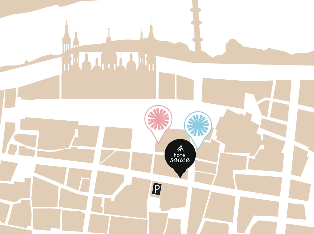 mappa con posizione Hotel Sauce e Sabinas Apartments