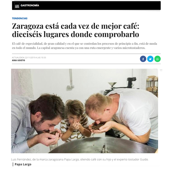 Papá Largo coffee in the HERALDO newspaper