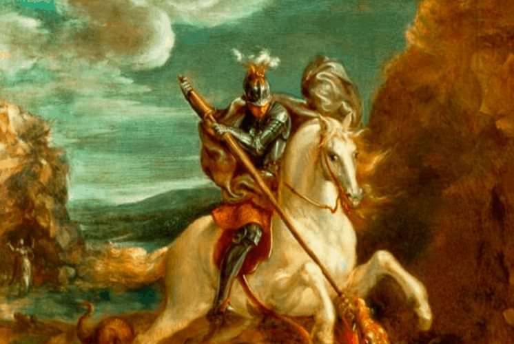 Picture of St. George, patron saint of Aragon and book day