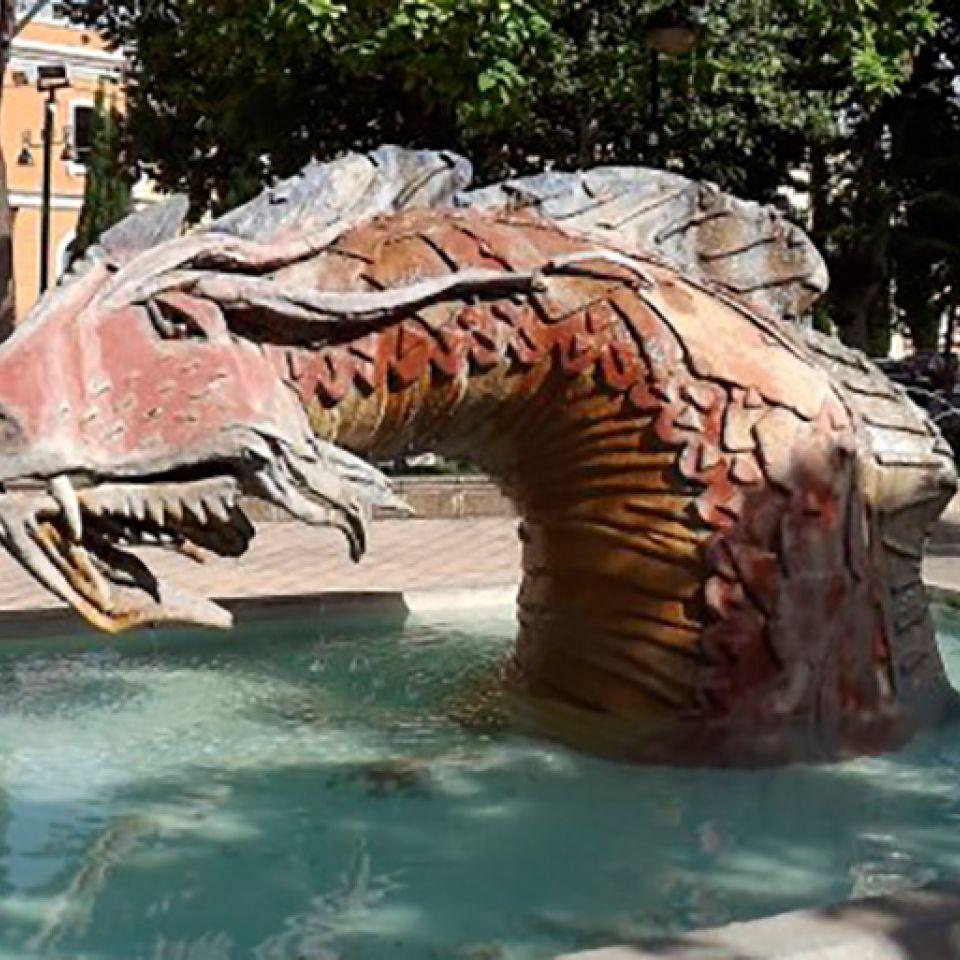 saint george, patron saint of aragon dragon sculpture